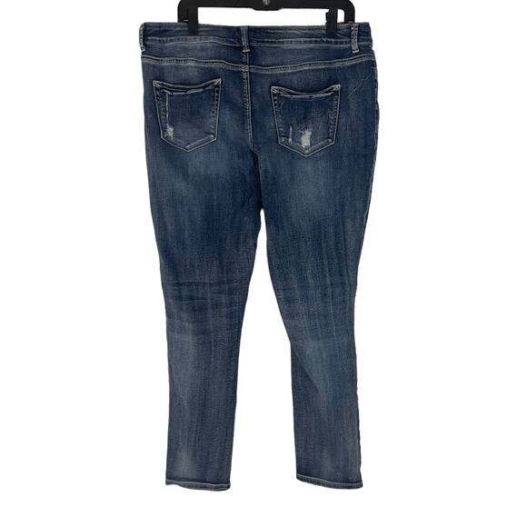 Maurices Women's Size XL W 36 Plaid Patch Fall Distressed Skinny Jeans - Picture 6 of 11